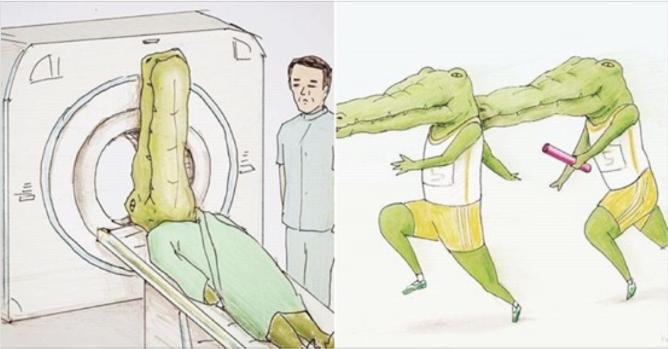 海外でも『Life of Crocodile』と題され評判になっている、イラストレーターのkeigo（k5fuwa）さんの一枚完結のクロコダイルの漫画がシュールで秀逸だと話題です！
