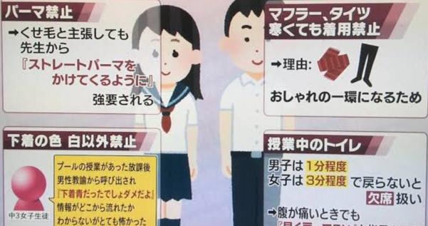 静岡県浜松市の市立中学校の校則がブラックすぎる「下着は白」「マフラー禁止」