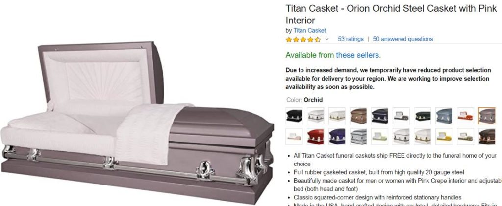 Amazonで販売しているピンクの棺桶がお洒落で可愛いと話題に！