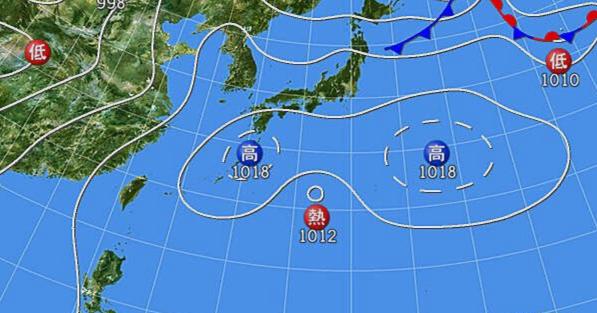 日本の天気図にローソンの「ぽんた(ponta)」がいる