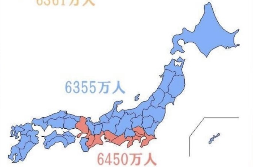 北海道、赤（札幌）と青の部分の人口殆ど同じってなんかのバグでしょ