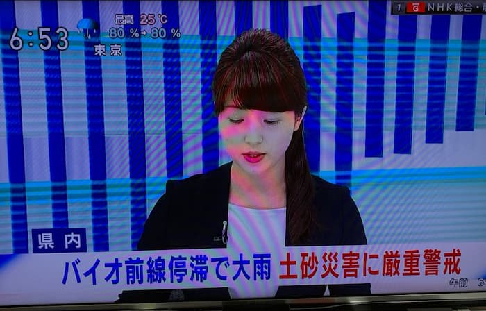 静岡県内「バイオ前線停滞で大雨」NHK