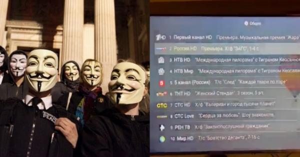 ハッカー集団「Anonymous」によって、ロシアのテレビ番組がハッキングされ、ウクライナ市民の現状が暴露される！
